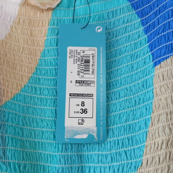 M&S Collection Beach Dress Turquoise Size 8 Removable Straps Holiday Cruise BNWT - Picture 10 of 13